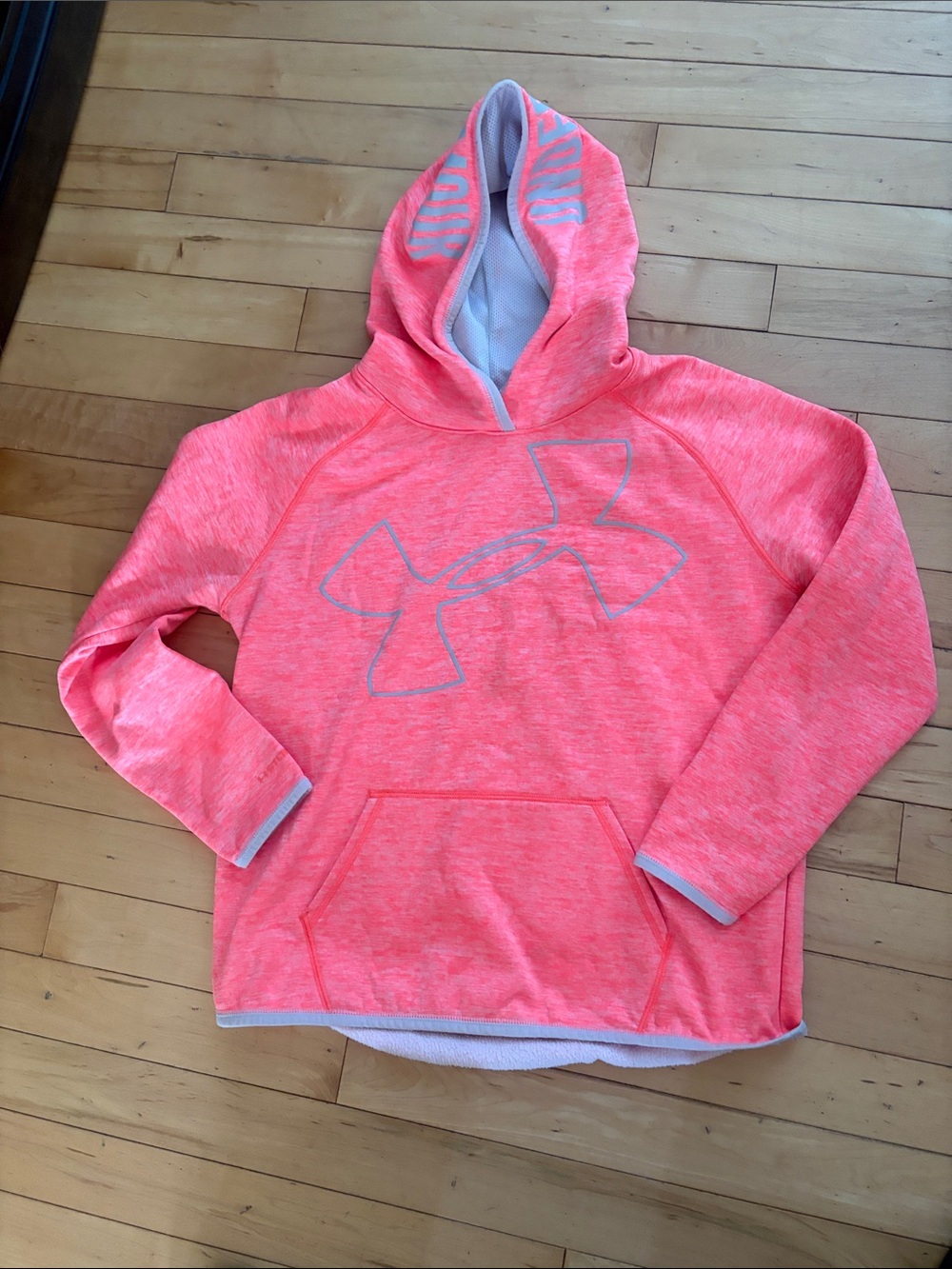 Under Armour Girls Neon Pink Hooded Sweatshirt with Logo